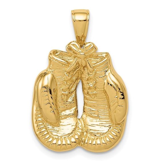 14k Yellow Gold Polished Boxing Gloves Pendant